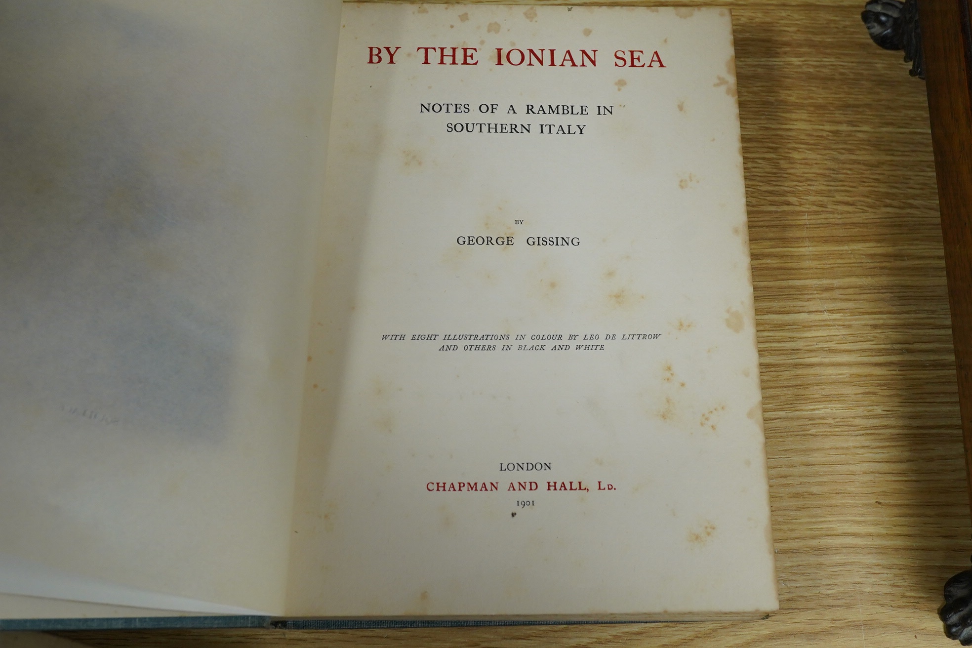 Gissing, George - By the Ionian Sea. notes of a ramble in Southern Italy. 1st edition. coloured plates, original cloth. 1901; Verne, Jules - The Tribulations of a Chinaman ... new and cheaper edition. num. plates; origin